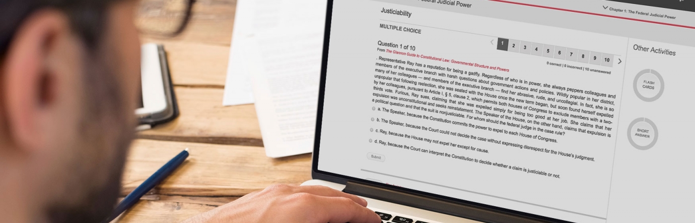 student using Casebook Connect on laptop